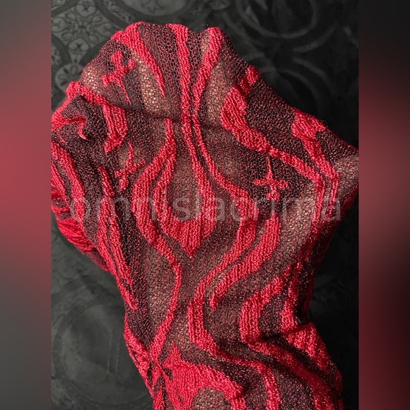 (SOLD) RARE 90s Red Flame Mesh Eternal Hell Top by Lip Service - Picture 2 of 6